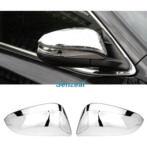 Senzeal 2pcs ABS Chrome Side Rearview Protector Trim for Toyota Highlander 2014 2015 2016 2017 2018 2019 Silver Decoration Cover