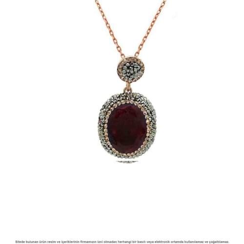 Silver Swarovski Ruby Natural Stone Necklace