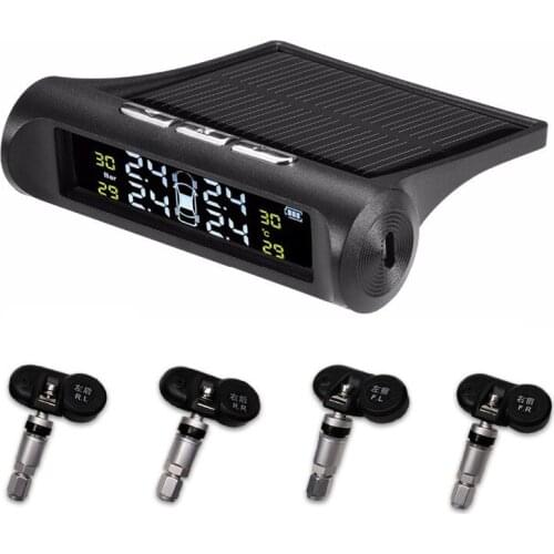 10Pcs/Lot Solar TPMS Car Tire Pressure Monitor System LCD Display 4 Internal Sensor Temperature Warning