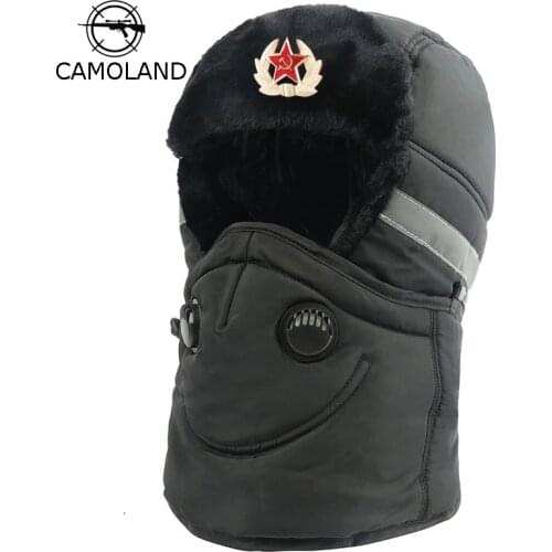Winter Hat Men Women Bomber Hat with Scarf Anti-haze Russian Ushanka Thermal Trapper Hat Trooper Earflap Snow Ski Balaclava