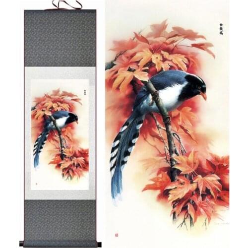 Traditional Birds and flower Painting Home Office Decoration Chinese scroll painting Spring Ink wash painting