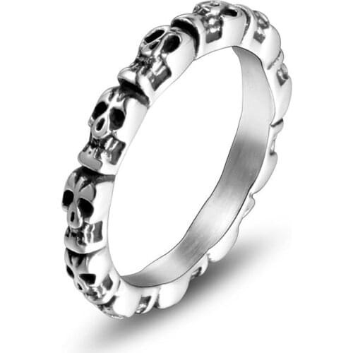 Unique Skeleton Head Fine Polish Ring Men And Women Stainless Steel Ring Personality Single Trendsetter Jewelry Ring never fade