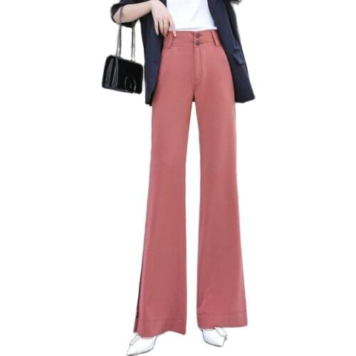 S To 5XLNew Style High Waist Side Split Slimming Bell-bottom Pants Women Fashion FlaresTrousers Long Lengthen Flared Panty