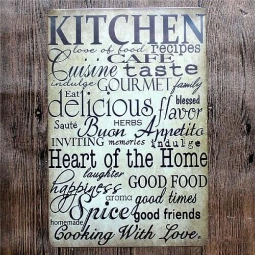 Vintage Style Kitchen Tin Sign Wall Decor for Farm House 20x30 Cm