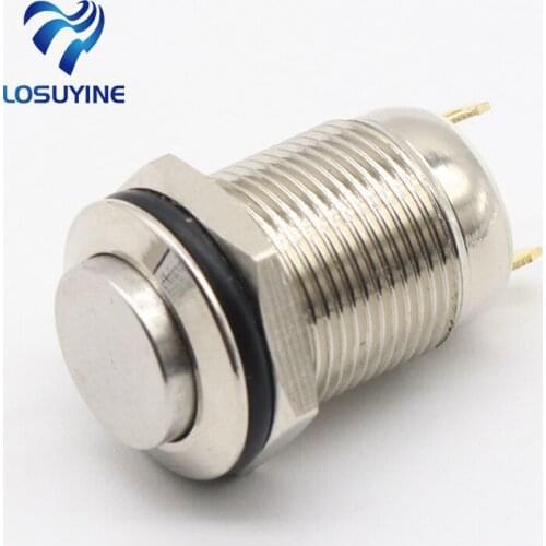 1pcs 12mm Waterproof Momentary High Round Stainless Steel Metal Push Button Switch Car Start Horn Speaker Bell Automatic Reset