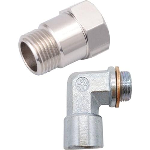 1Pcs O2 Oxygen Sensor Test Pipe Extension Extender Adapter & 1Pcs M18X1.5 O2 Oxygen Sensor Angled Extender Spacer