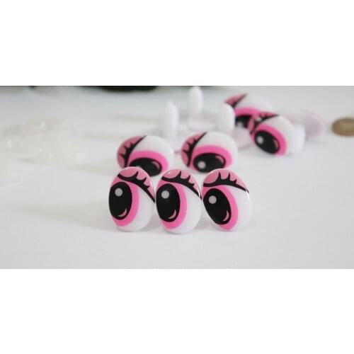100pcs/lot 15x20mm new design clean pink print plastic toy safety cartoon eyes animal eyes & washer for diy plush doll findings