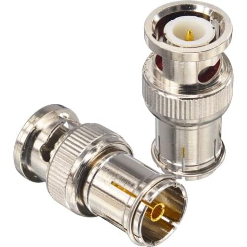 2 Pieces BNC Male to PAL TV Female Connector TV Converter BNC Male to IEC PAL DVB-T TV Female