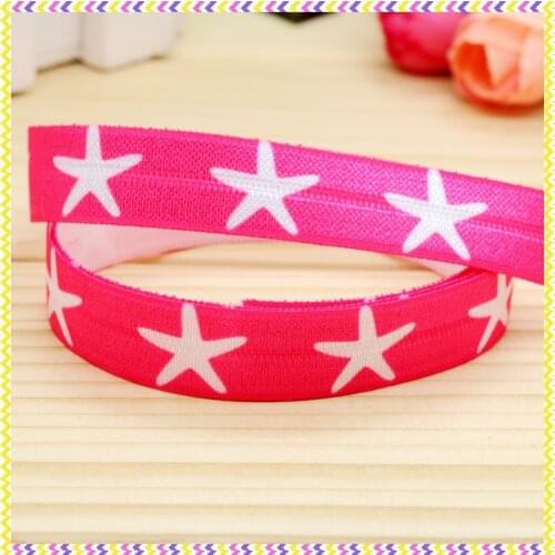 5/8'' Free shipping Fold Elastic FOE Starfish printed headband headwear hairband diy decoration wholesale OEM P4517