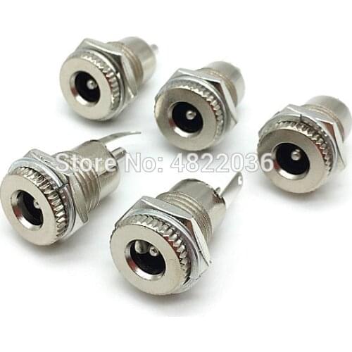 5pcs DC-099 5.5mm x 2.1mm 2.5mm DC Power Jack Socket Female Panel Mount Connector Metal DC099 Open Hole 11MM 5.5*2.1 5.5*2.5