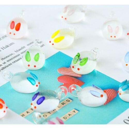 5pcs 12x20mm Rabbit Shape Handmade Lampwork Glass Loose Beads for Jewelry Making DIY Crafts Findings