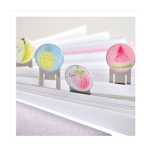 8 pcs/lot Stationery Fruit creative cute cartoon hollowed out refreshing student bookend metal bookmark