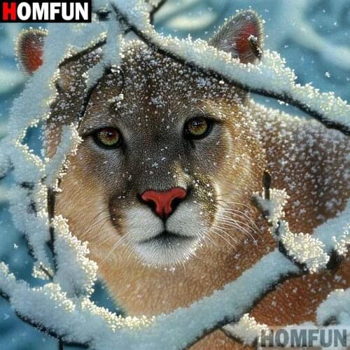 HOMFUN Full Square/Round Drill 5D DIY Diamond Painting "Animal leopard" 3D Diamond Embroidery Cross Stitch Home Decor A19659