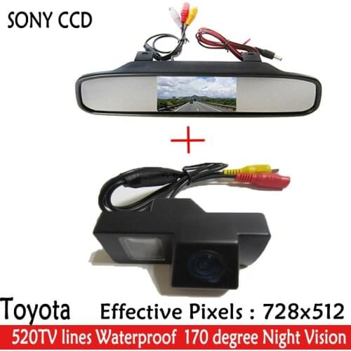 Car Parking4.3" LCD Car Mirror Rearview Monitor+ Rearview Reverse SONY CCD CAR Camera for TOYOTA Land Cruiser200 LC200 REIZ 2009