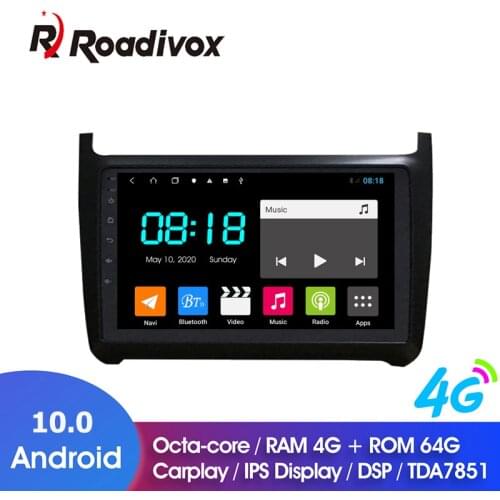 9" Android 10.0 RAM 4G ROM 64G Car DVD For VW Volkswagen Polo 2012-2015 Car Radio Multimedia Player GPS Navigation System Head