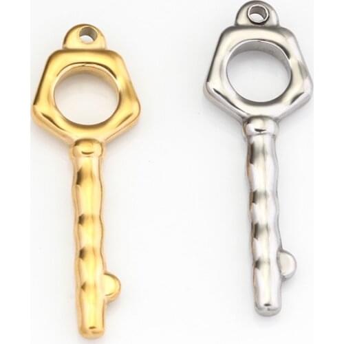 5Pcs/lot Stainless Steel 18K Gold Plating Key Pendant Vintage Bracelet DIY Necklace Pendants Lock Keys Men Women Jewelry Chain