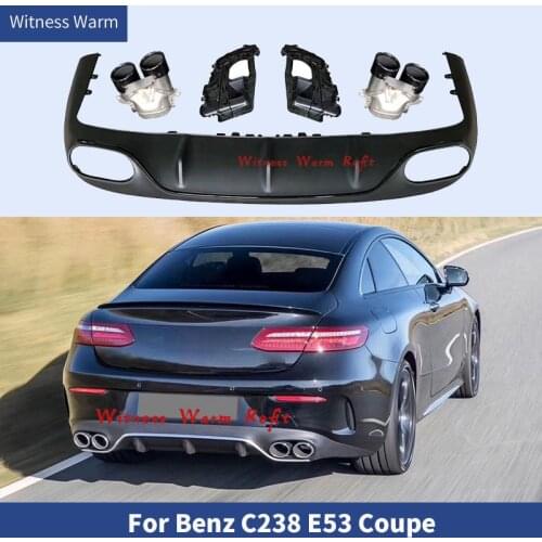 Black Car Rear Bumper Diffuser Lip Spoiler for Mercedes-Benz E Class C238 Coupe E53 AMG style 2017- 2019 With Exhaust Tips