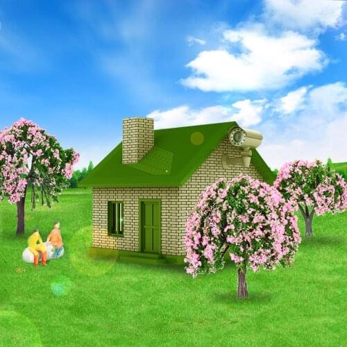 4 Pieces Ball-shaped Flower Plastic Model Trees Train Layout Garden Scenery White and Pink Flower Trees Diorama Miniature Pink