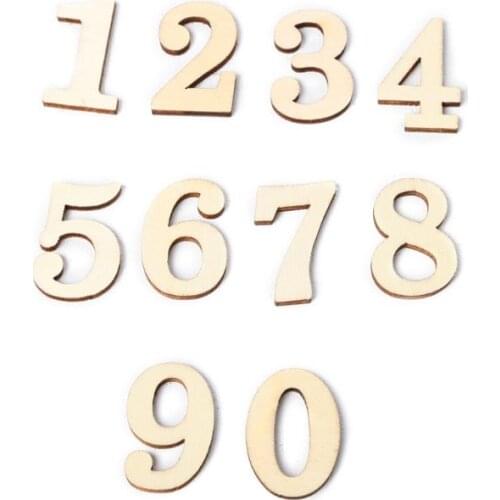 10Pcs DIY Wooden Numbers 0 to 9 Decorative Sign Board For Wedding Party Crafts