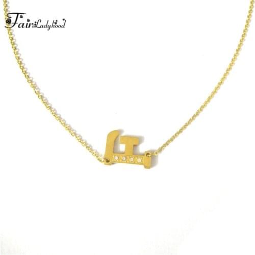 Fairladyhood Gold Chain 316L Stainless Steel Letter F Necklace For Women And Men Zircon Necklace Chain Wholesale Jewelry