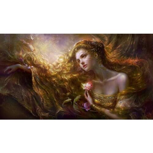 HD Printed Modern Decor Art Wall oil Paintings Fantasy Fish Flower Girl Blond Array Picture on the Canvas Home decoration