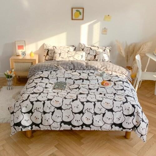 Cartoon Bear Pattern Bedding Set,Duvet Cover Set 210x210 With Pillowcase ,200x230 Quilt Cover,King Queen Size Blanket Cover