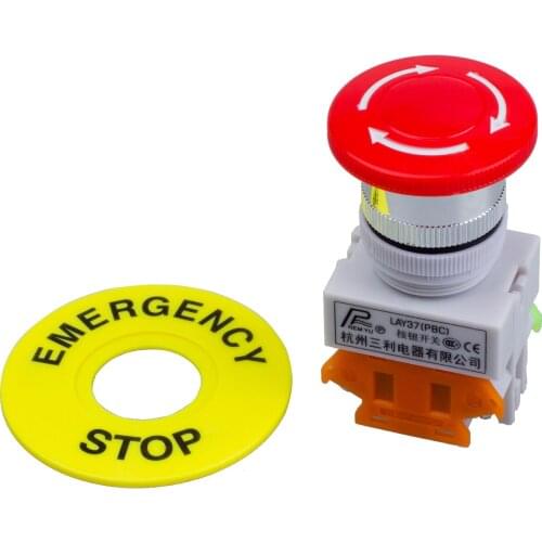Red Mushroom Cap 1NO 1NC DPST Emergency Stop Push Button Switch AC 660V 10A