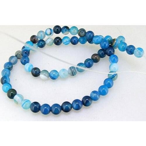 Unique Pearls jewellery Store Blue View Agate 6mm Round Gemstone Beads one Full Strand 15'' LC3-313