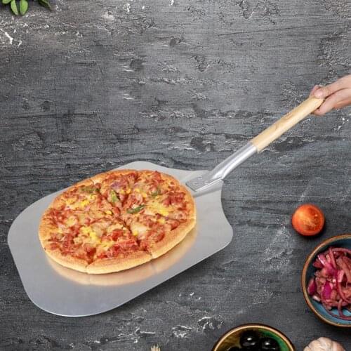 Pizza Shovel Removable Cake Pizza Foldable Round Spatula Shovel Turning Peel Tool with Wooden Long Handle