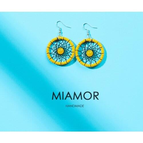 MIAMOR 6 Colors Handmade Mini Dream Catcher Earrings Jewelry Accessories Best Gift For Girlfriend & Lady Ornament Amor03502