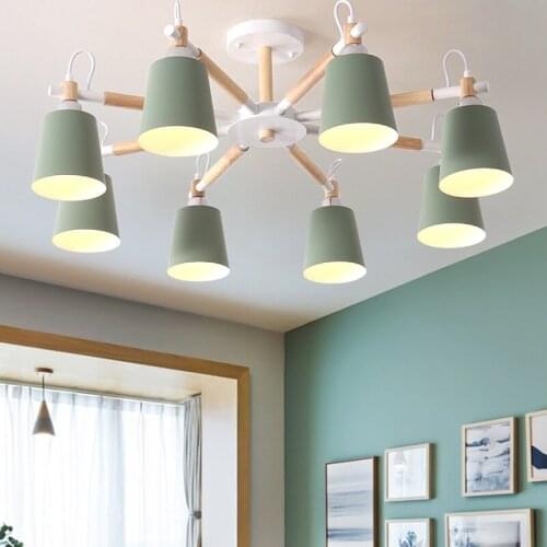 Fashion Colorful Modern Wood Ceiling Lights Lamparas Minimalist design shade Luminaire Dining Room Lights Ceiling Lamps