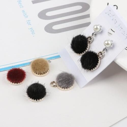 Fashion Multicolor Imitated Mink Hair Pendants Alloy Metal Small Charms Pendant For DIY Earring Necklace Making Jewelry Findings