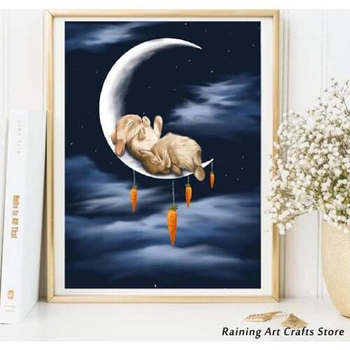 5D Diy Diamond Painting Cartoon Rabbit Full Round Square Drill Animal Cross Stitch Kits Embroidery Mosaic Pictures Home Decor