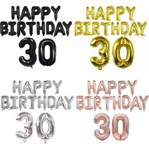 Happy Birthday Foil Balloon Set for Adults Birthday Decor 16inch Alphabe Letter 32Inch Number Balloons for 18/21/30/40/50/60th