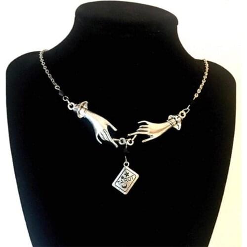 Gothic Tarot Reader Necklace Pendant Mystery Gift Hands Mysterious Punk Creative Charm Declaration Both Men Women Fashion 2021