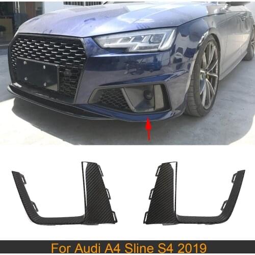 Car Front Bumper Fog Lamp Mask Grill Cover For Audi A4 Sline S4 2019 Carbon Fiber Front Bumper Fog Lights Grille Cover Trim