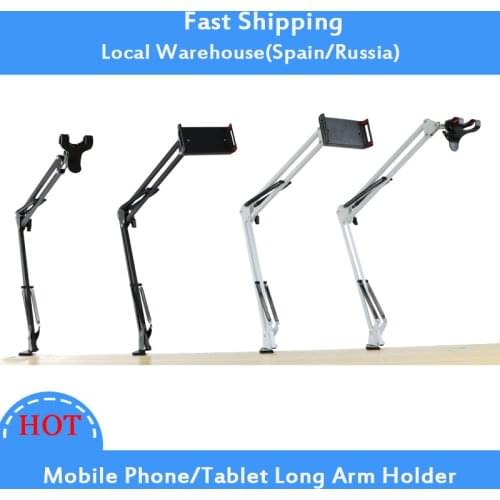 Universal Long Arm Tablet Stand Holder For iPad Samsung Xiaomi Huawei Lazy Metal Desk Mobile Phone Tablet Stands Clip Support
