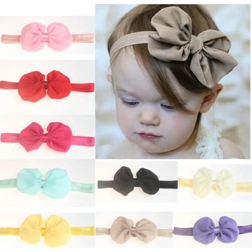 Solid Color Baby Girl Bowknot Headwear Chiffon Turban Newborn Toddler Girl Bow Knot Headband Infant Hair Accessories