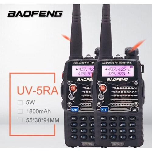 2pcs Baofeng UV-5RA Walkie Talkie 10KM 5W 1800mAh VHF UHF Pofung UV5R Ham Radio station Amateur Scanner HF Transceiver Woki Toki