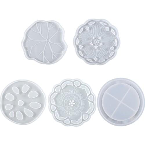 DIY Crafts Lotus Coaster Epoxy Resin Mold Tray Cup Mat Casting Silicone Mould
