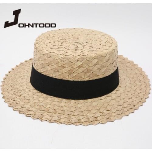 2021 Summer Women Men Flat Top Straw Hats Solid Color Belt Band Striped Sun Hats Wide Brim Ladies Casual Outdoor Beach Travel