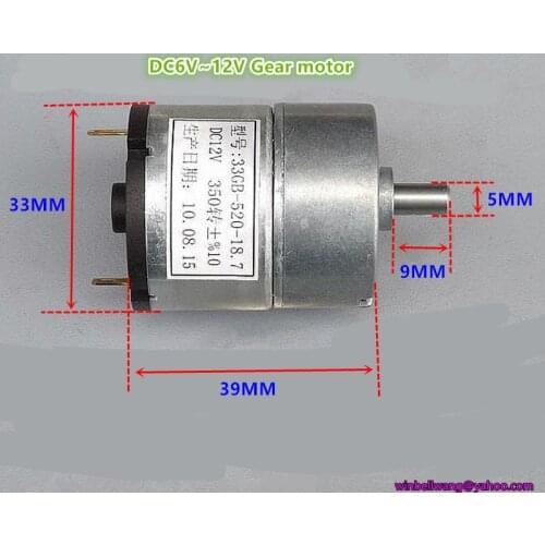 Brand new 33GB-520 12V 350RPM DC gear motor 6-12V 170-350r/min gear-box motor