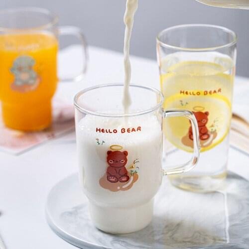 350ml Cute Bear Animal Glass Cup With Handle Beer Coffee Cup Tea Glass Whiskey Beer Mug Glass Drinking Supplies Household