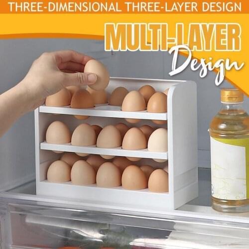 Three Layers Creative Flip Egg Storage Box Fridge Organizer Container Household Kitchen Egg Keep Fresh Rack Dropshipping