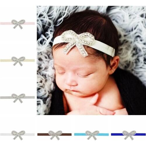 Yundfly Baby Girls Baptism Headband Kids Bow Hairband Rhinestone Christening Wedding Party Girl Hair Bands Photo Prop