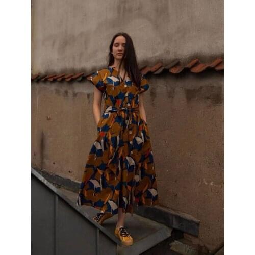 Women Dress 2021 New Summer British Printed Fashion Long Dress