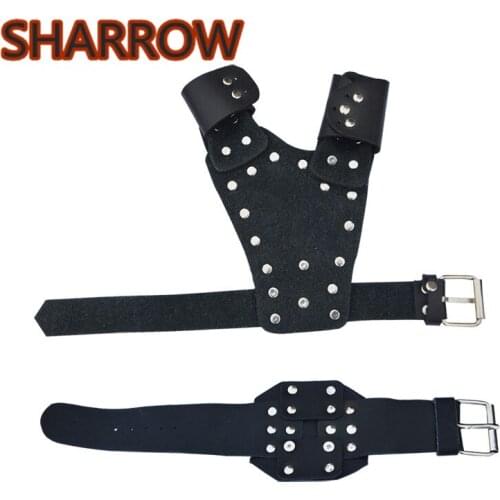 1Set Archery Bracers Guard Finger Tab Protector Protective Gear Leather Adjustable For Bow Outdoor Training Shooting Accessories