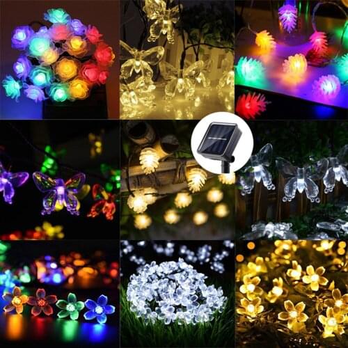 1PCS Solar Garden String Lights, 20/30/50/100 LEDs Solar String Lights 8 Modes Waterproof Outdoor String Light