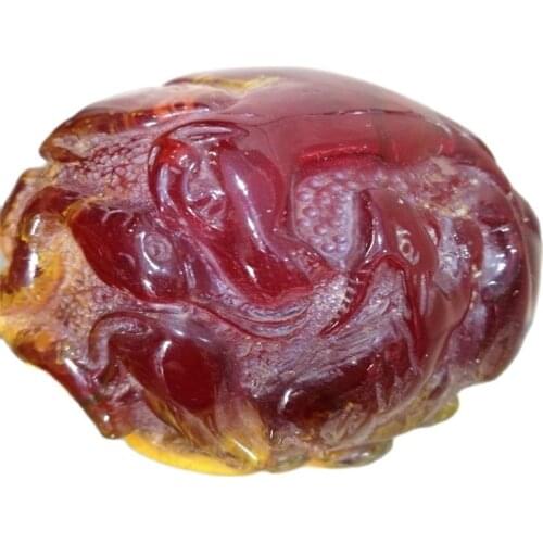 10 cm */Collectible Decorate Handwork Old 12 Zodiac Amber Carving Ball Statue