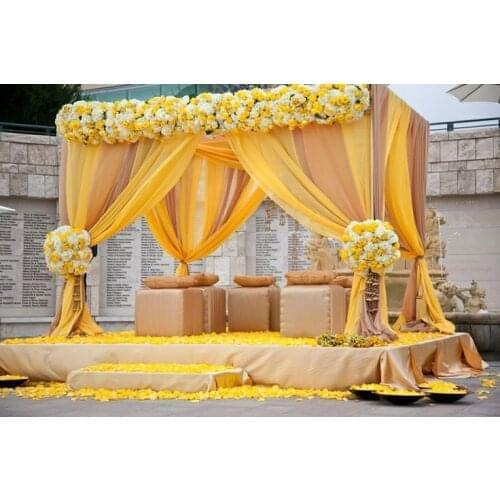 10'x10'x10' yellow canopy drapery (square canopy drapery+stainless steel Pipe),wedding stage decoration romantic wedding curtain